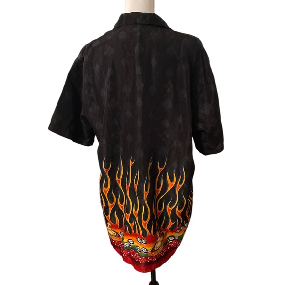 Ferugini Poker Dice Flames Rockabilly Men’s Button Up Shirt Large - Picture 3 of 12